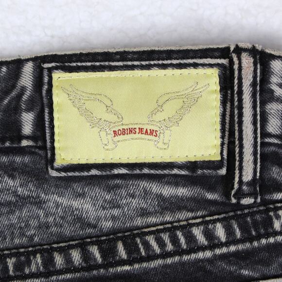 Robins Jean Long Flap Mens 36 Black Gray Studded Biker Y2K D5851 BRNSNAKE - Picture 10 of 12